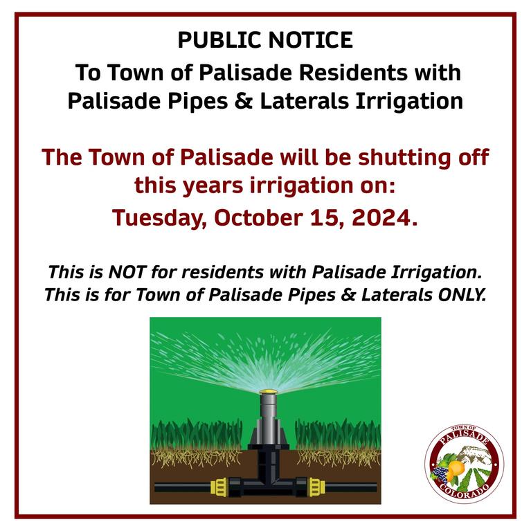 2024.10.15 - IRRIGATION SHUT OFF NOTICE